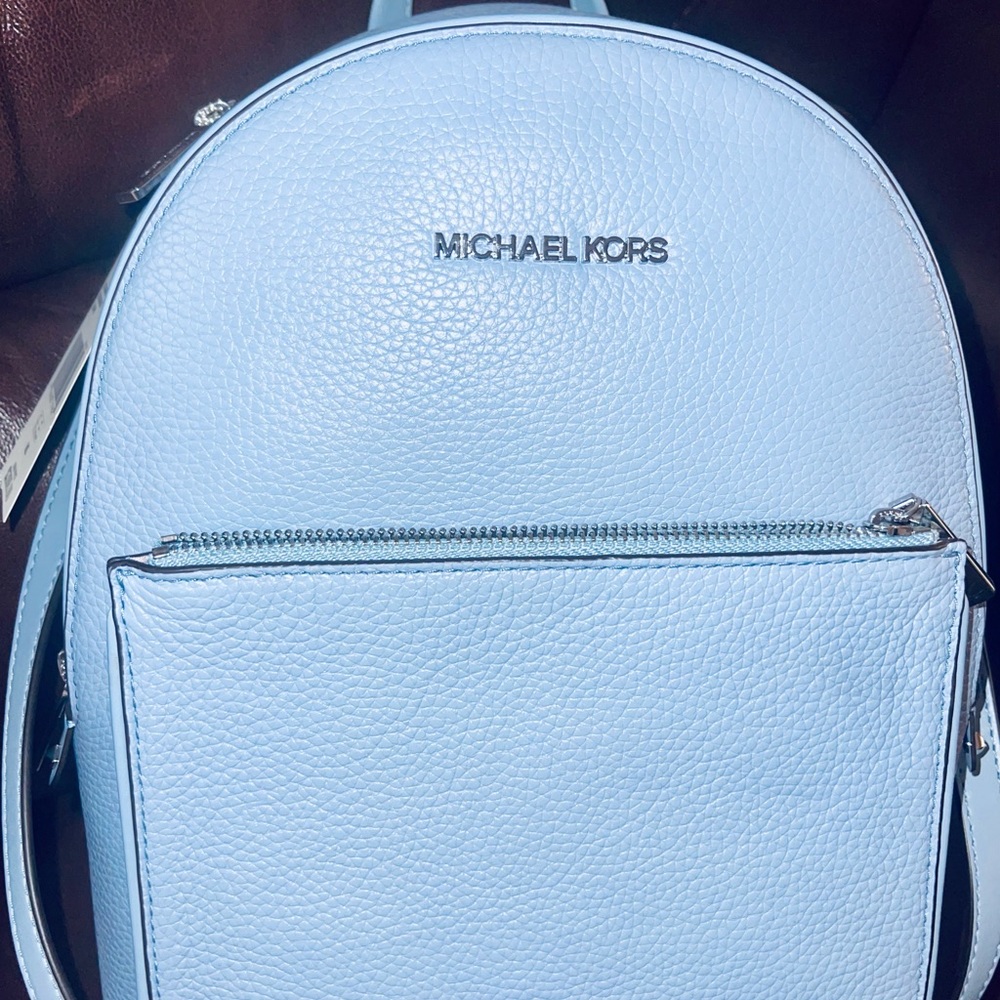 Michael Kors Blue Adina Leather Backpack (New)